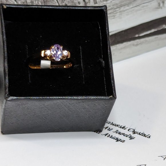 Sparkle Amethyst Cubic Zirconia Ring 18k hge New Old stock Covenant RC - Picture 12 of 16